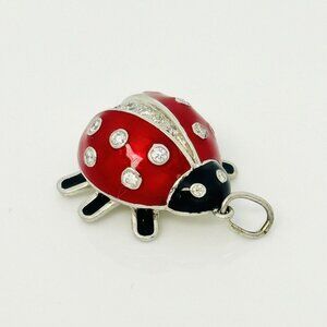 Tiffany & Co Ladybug Charm in Platinum Diamond and Red Black Enamel
